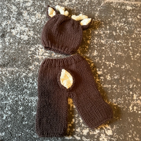 Newborn Baby Crochet Knit Costume Photography Prop Photoshoot Outfit Deer. - Picture 1 of 3